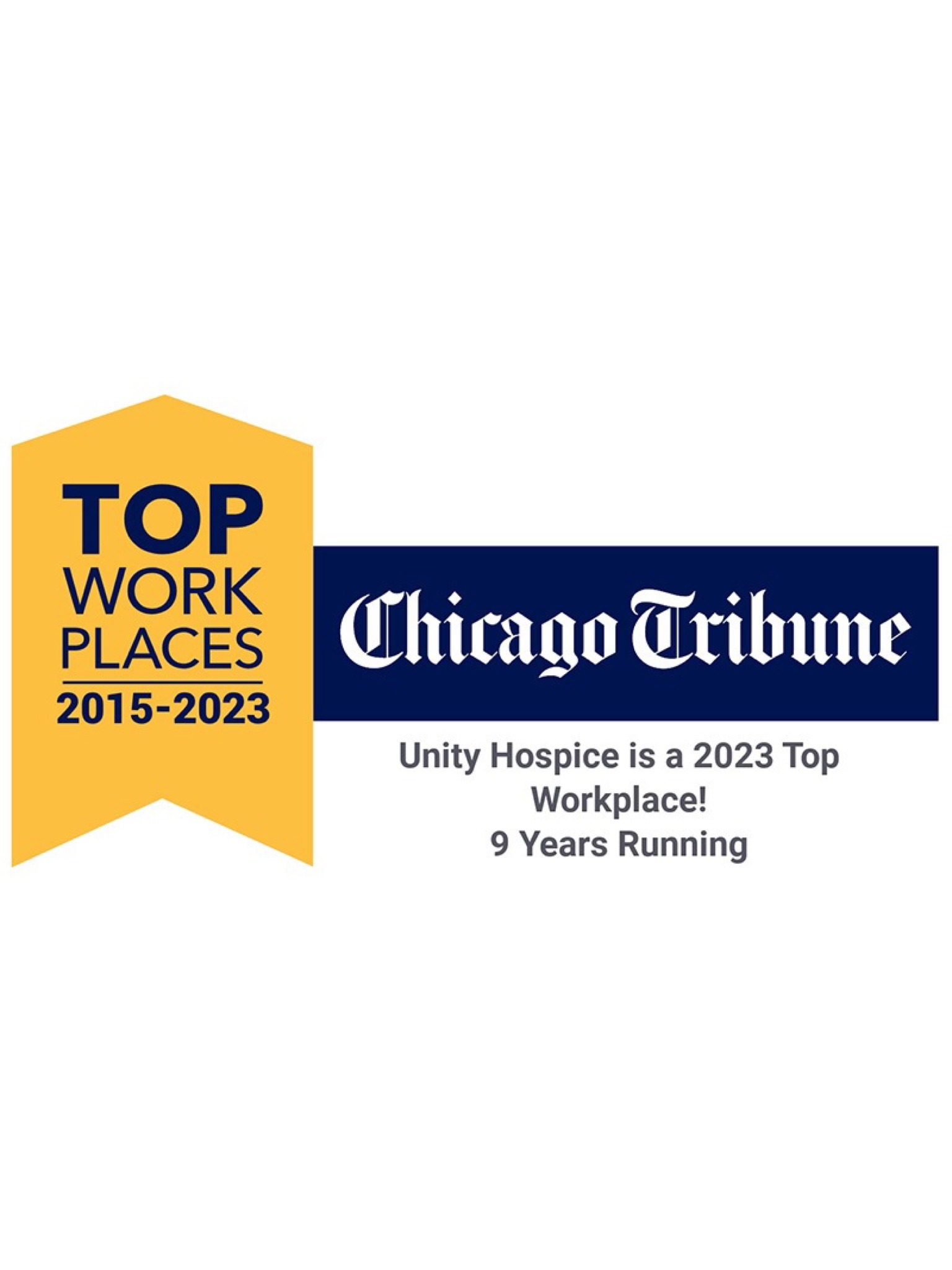 Chicago Tribune Names Unity Hospice and Palliative Care a Winner of the Chicagoland Top Workplaces 2023 Award